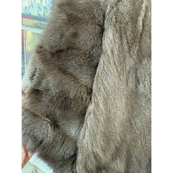 Vintage 40's Smoke Gray Muskrat Fur Stole Capelet - Picture 14 of 16
